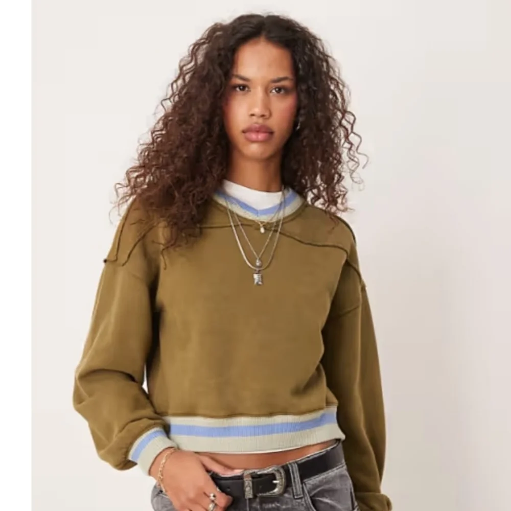 Free People Rio Sweatshirt Seaweed Green Combo
